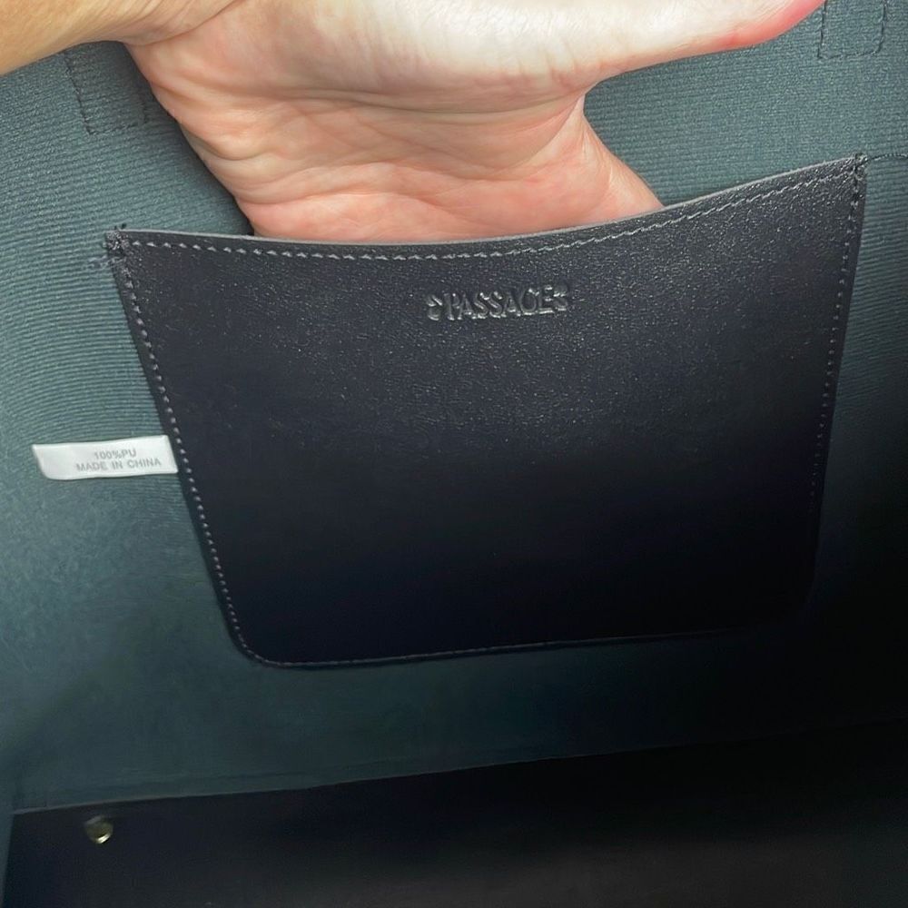 Passage Black PU Tote Bag NEW - Picture 10 of 11